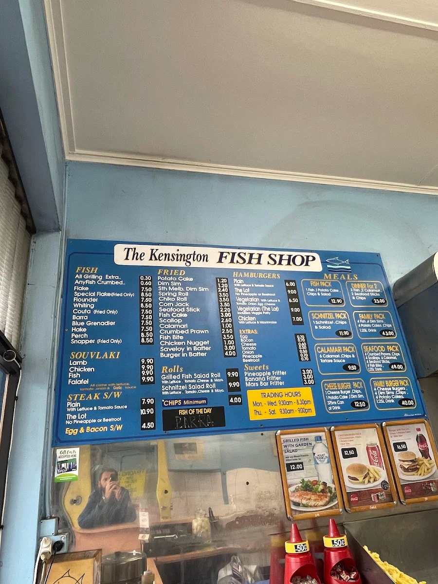 Menu, Kensington Fish & Chips