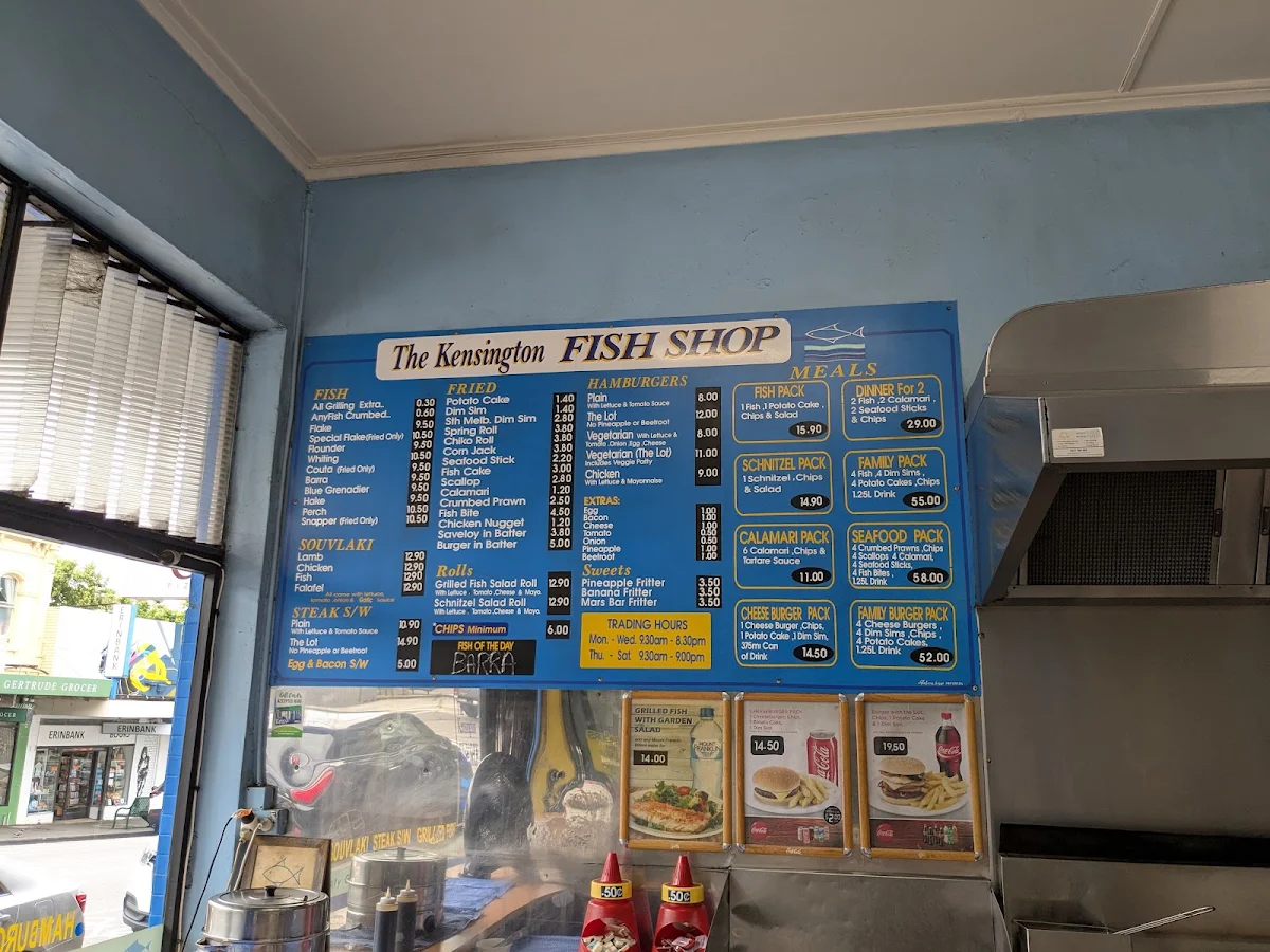Menu, Kensington Fish & Chips