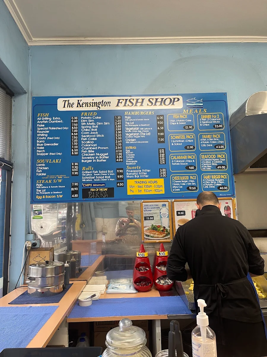 Menu, Kensington Fish & Chips