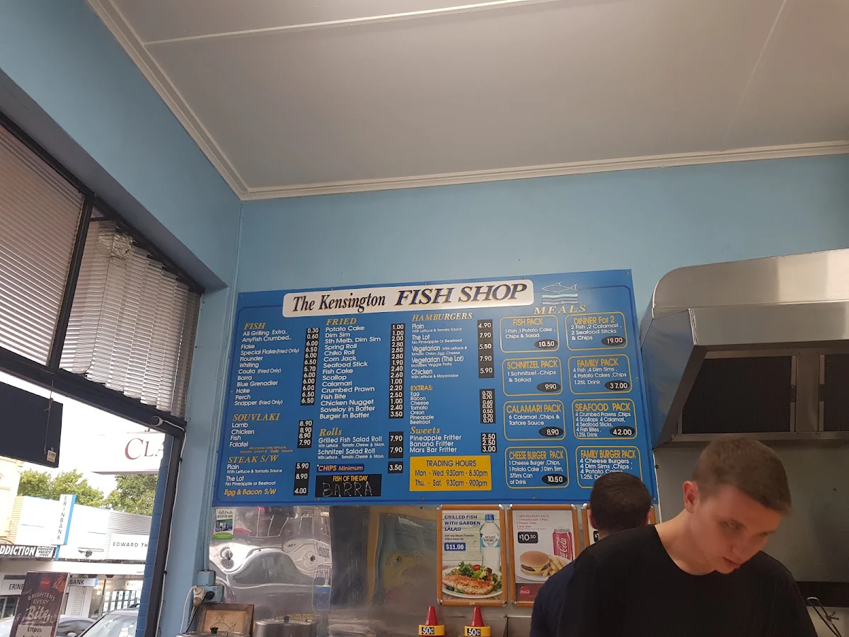 Menu, Kensington Fish & Chips