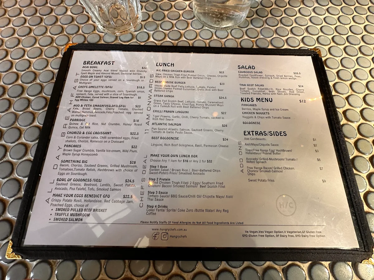 Menu, Happy Daze Cafe Waterloo