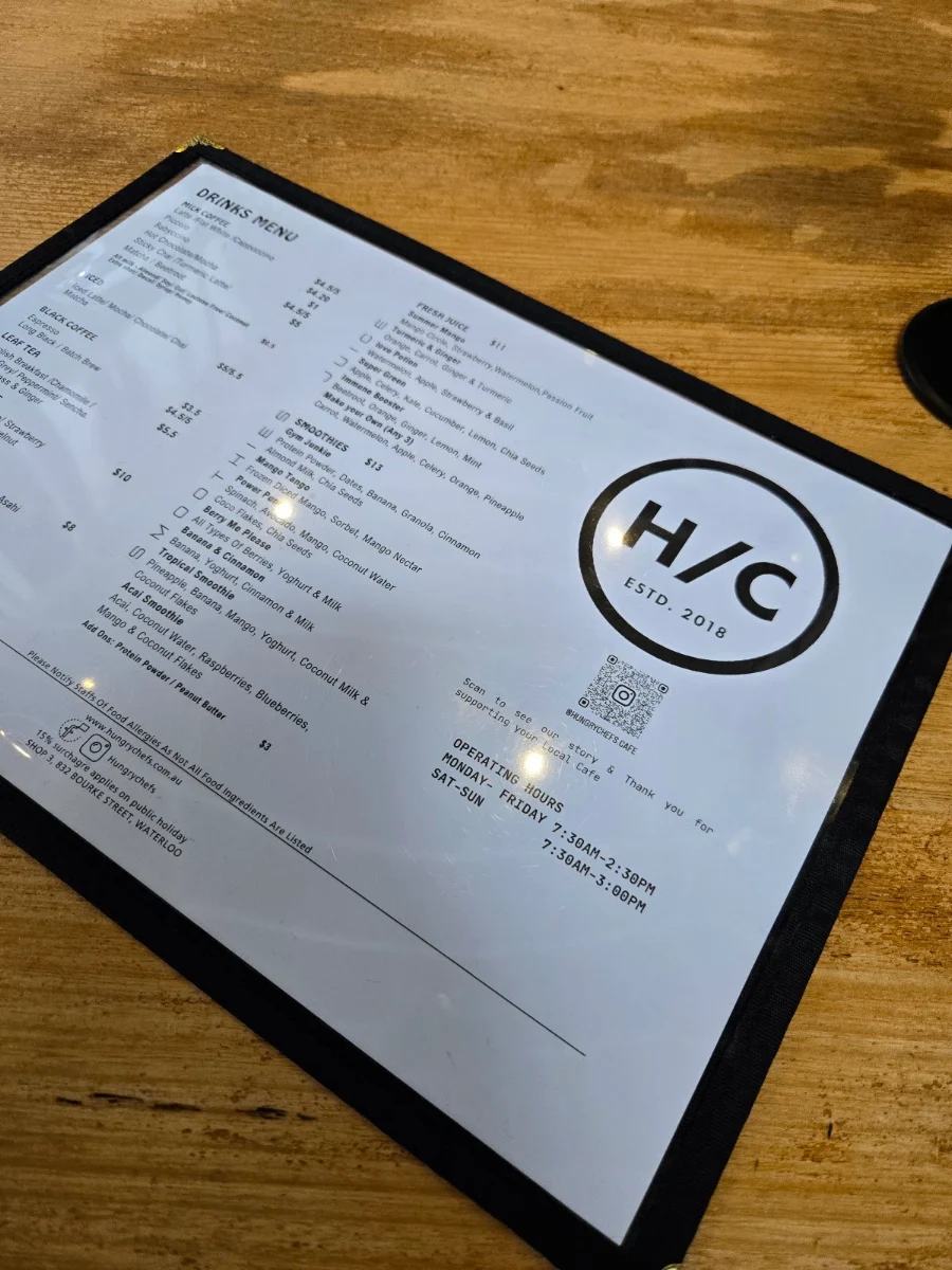 Menu, Happy Daze Cafe Waterloo