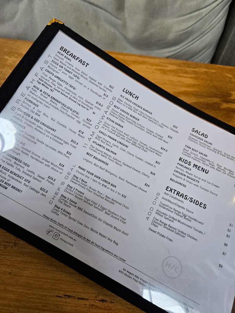 Menu, Happy Daze Cafe Waterloo