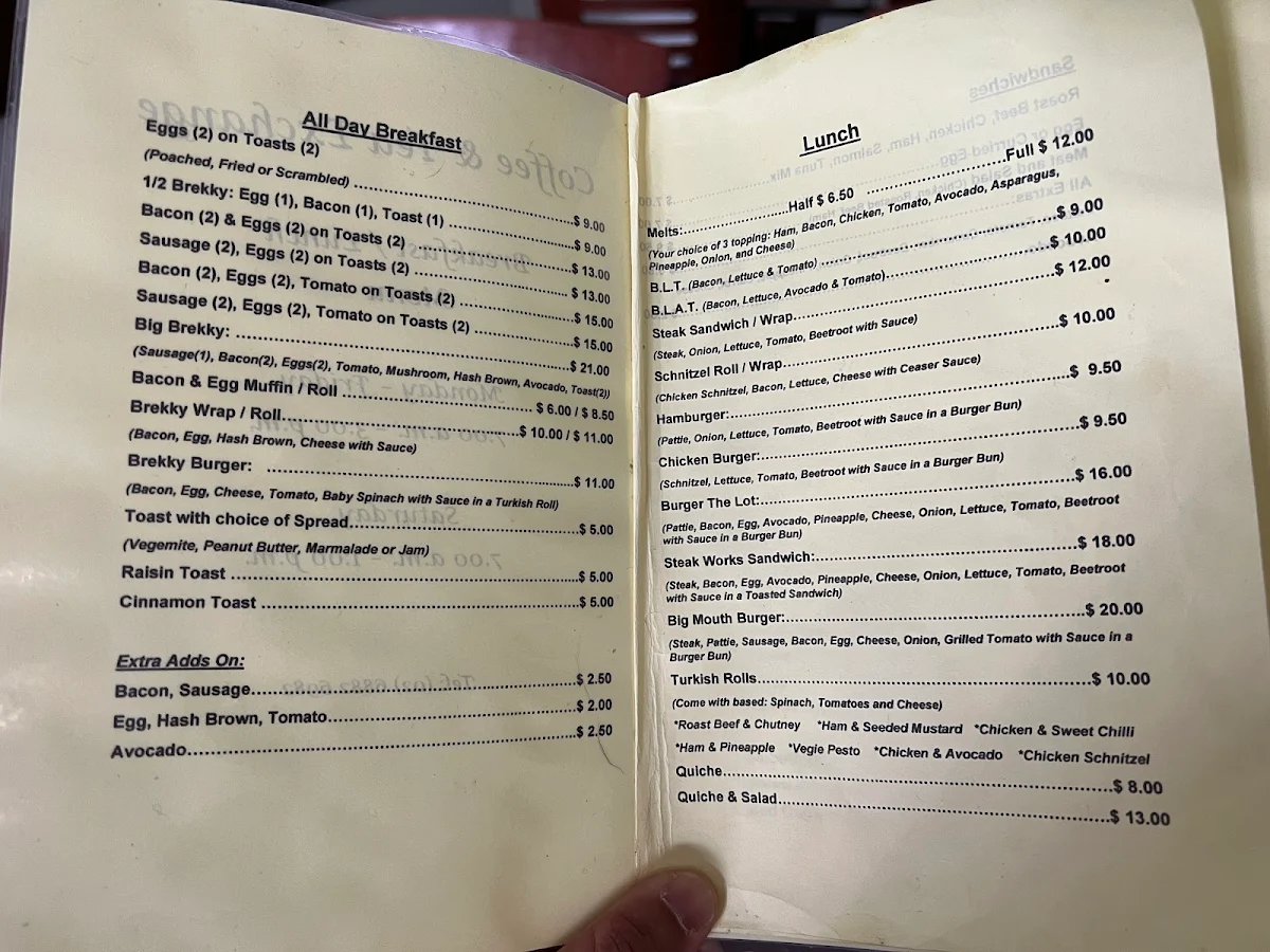 Menu, Coffee & Tea Exchange