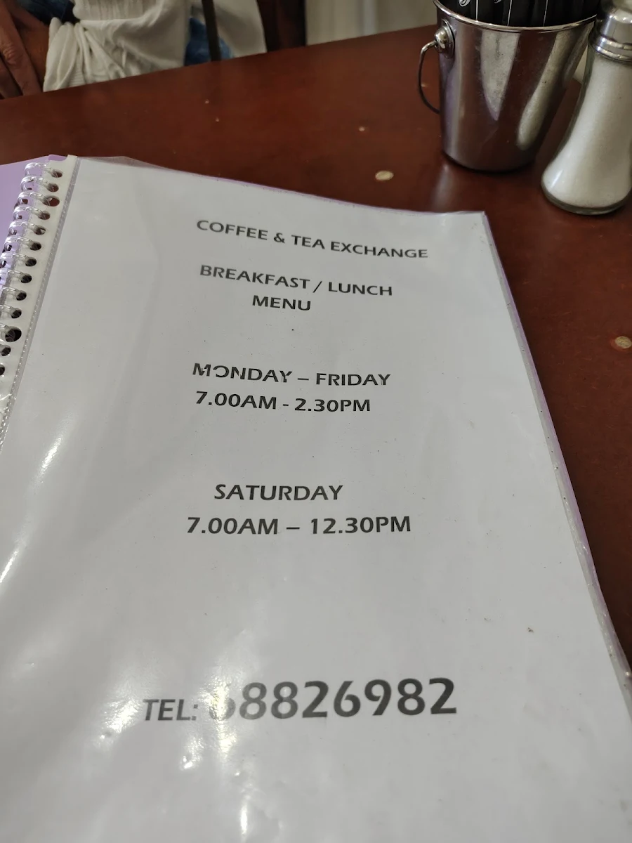 Menu, Coffee & Tea Exchange