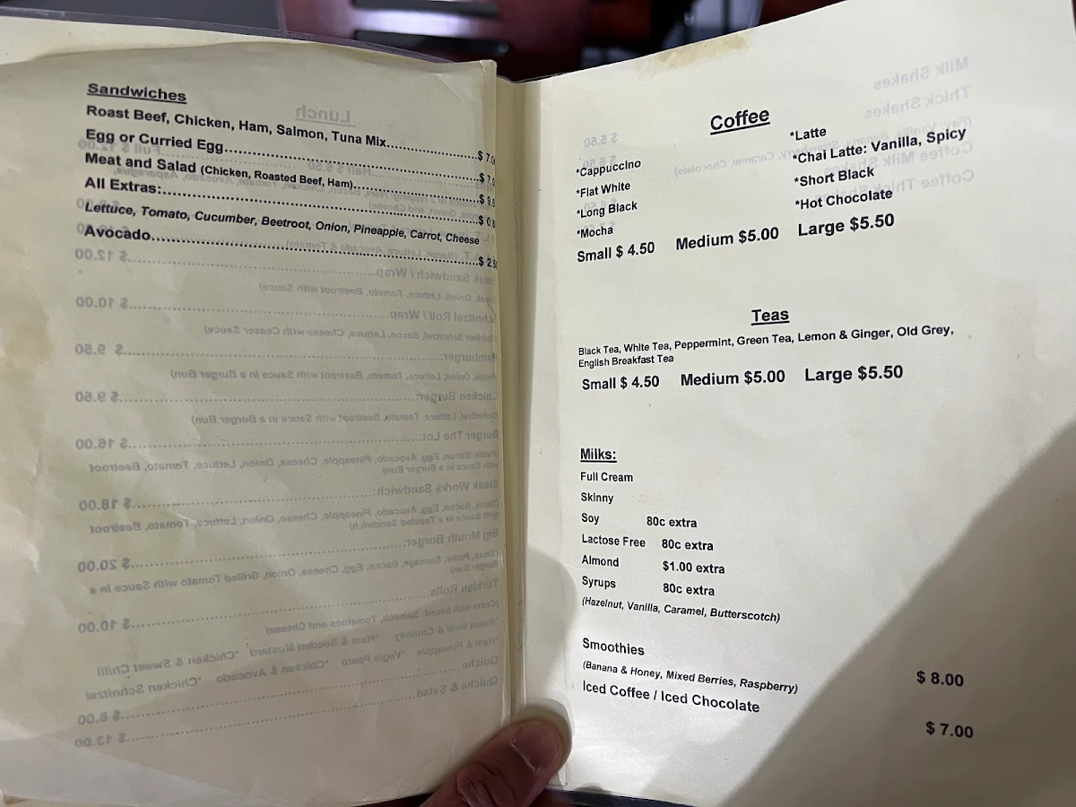Menu, Coffee & Tea Exchange