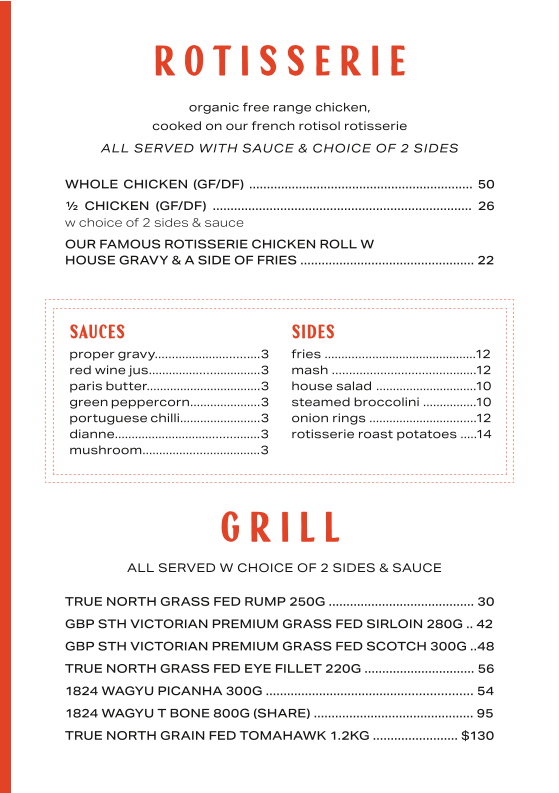 Menu, The Del Hotel & Pub