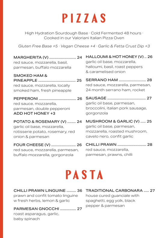 Menu, The Del Hotel & Pub