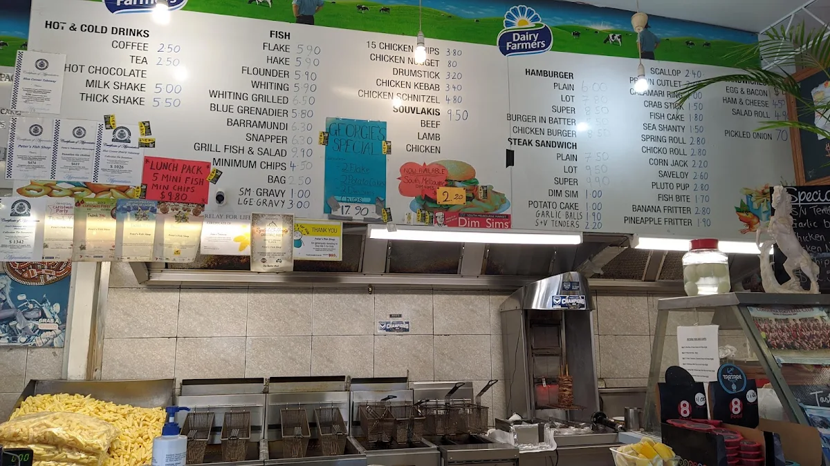 Menu, Peter's Fish Shop