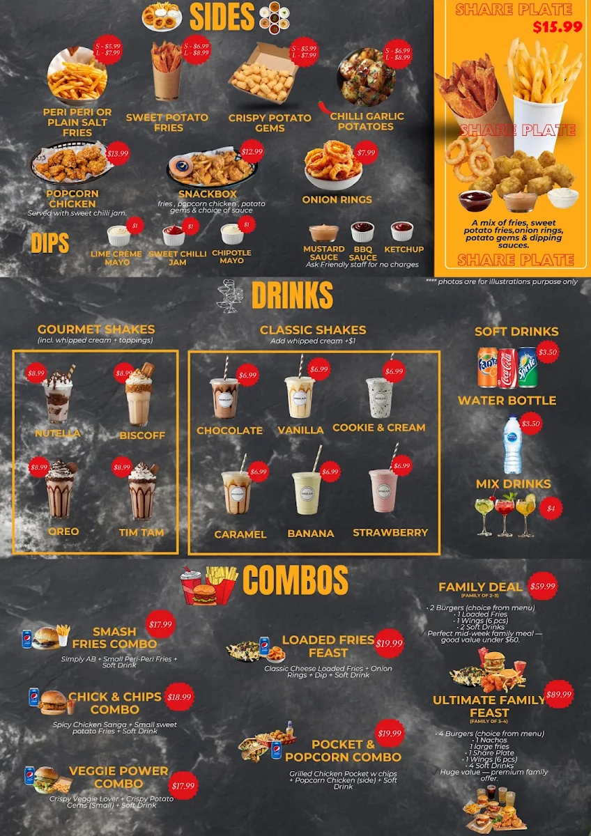 Menu, AB's Street Bites