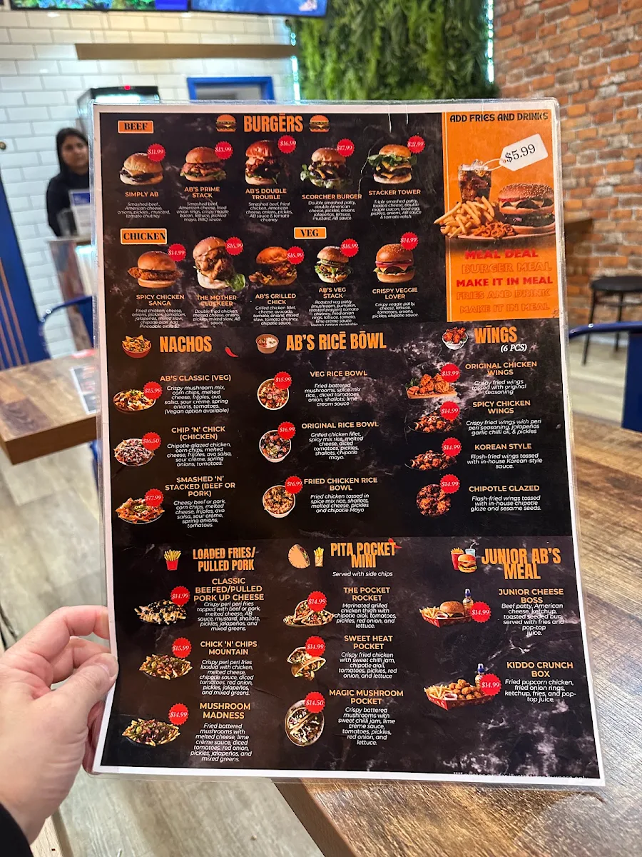 Menu, AB's Street Bites