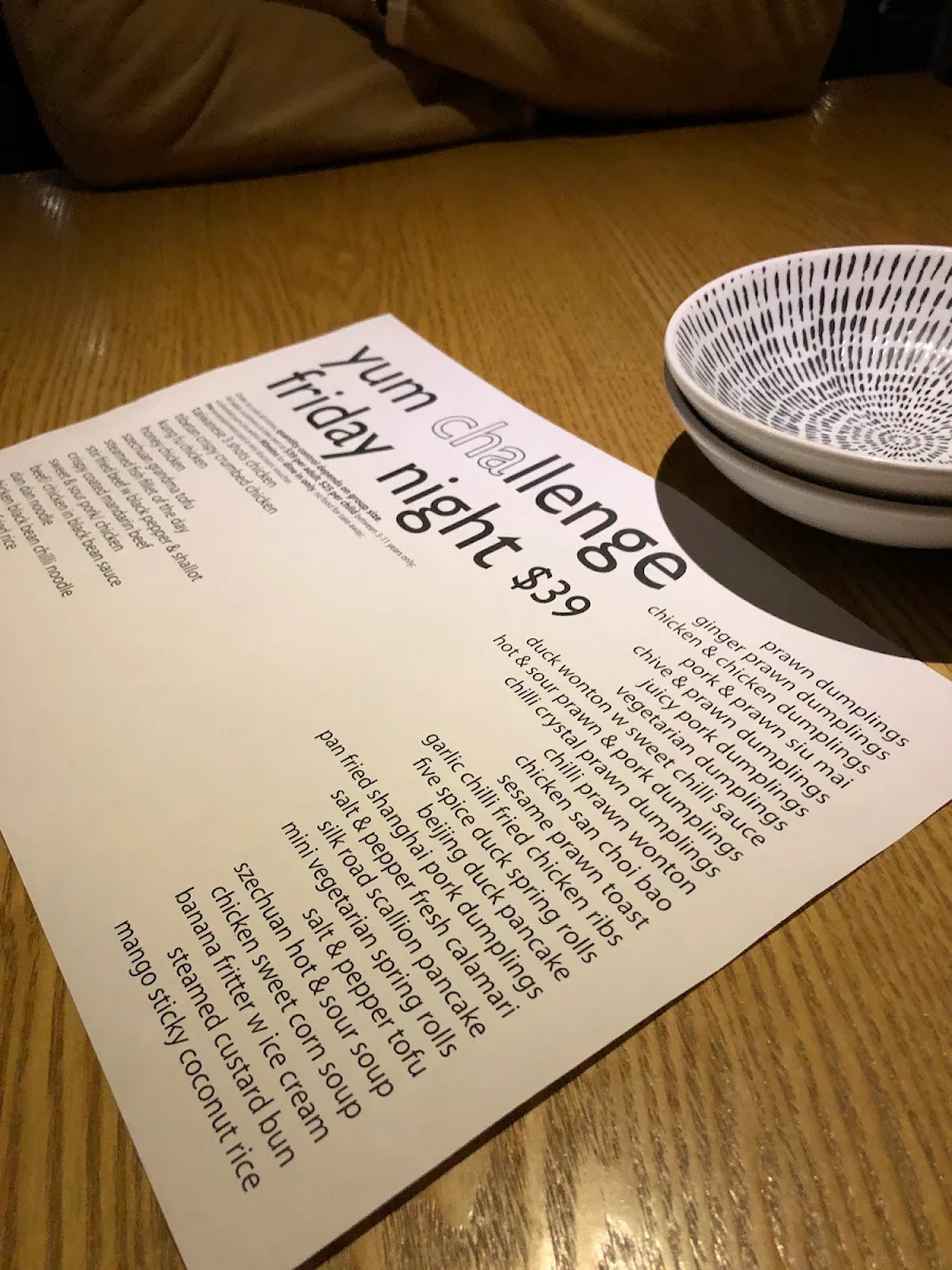 Menu, Mahjong Restaurant