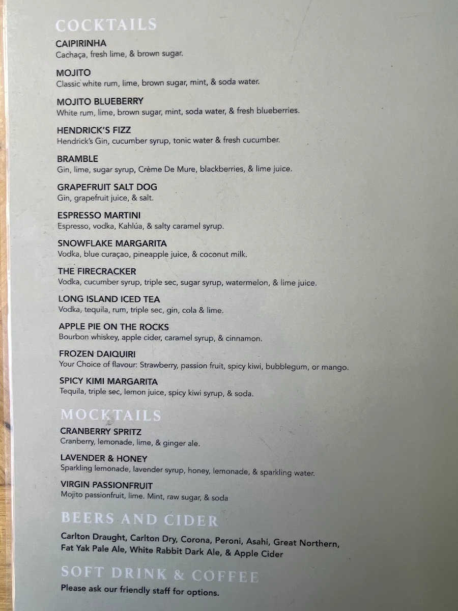 Menu, Fig and Olive Steakhouse & Seafood Restaurant