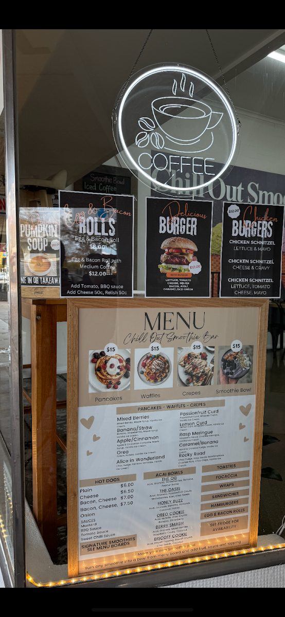 Menu, Chill Out Smoothie Bar