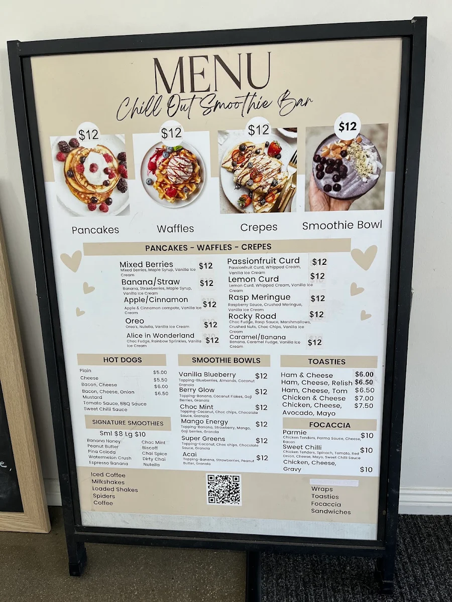 Menu, Chill Out Smoothie Bar