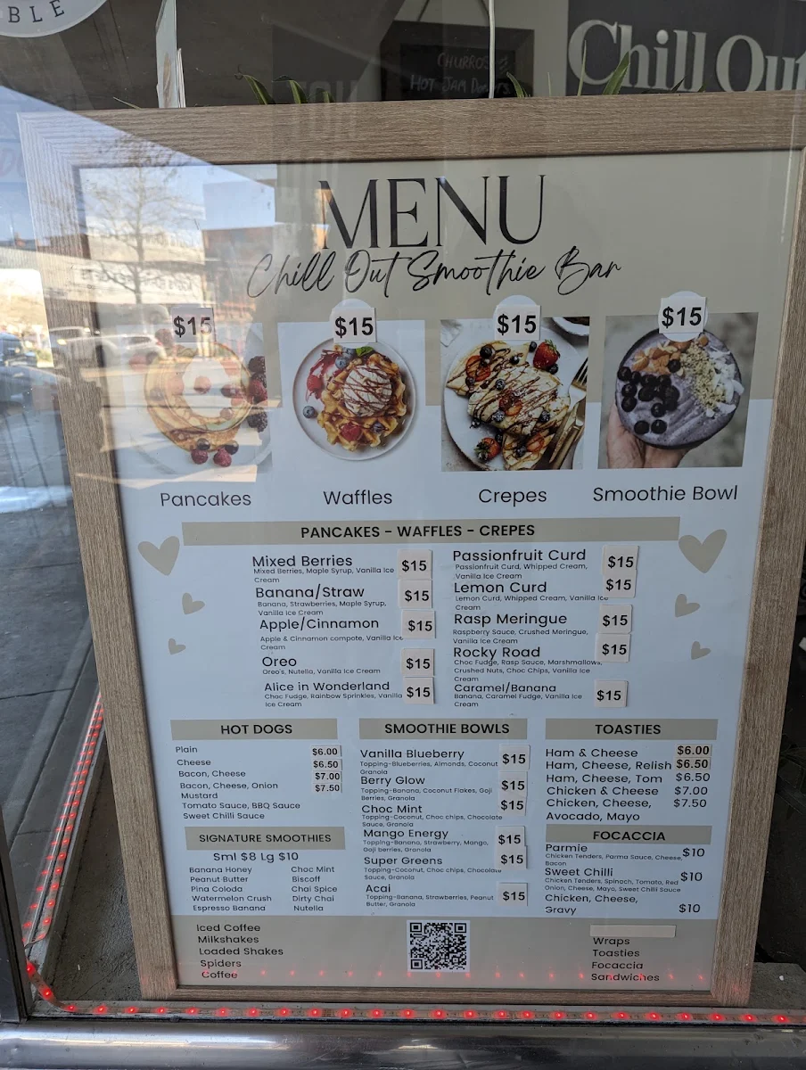 Menu, Chill Out Smoothie Bar