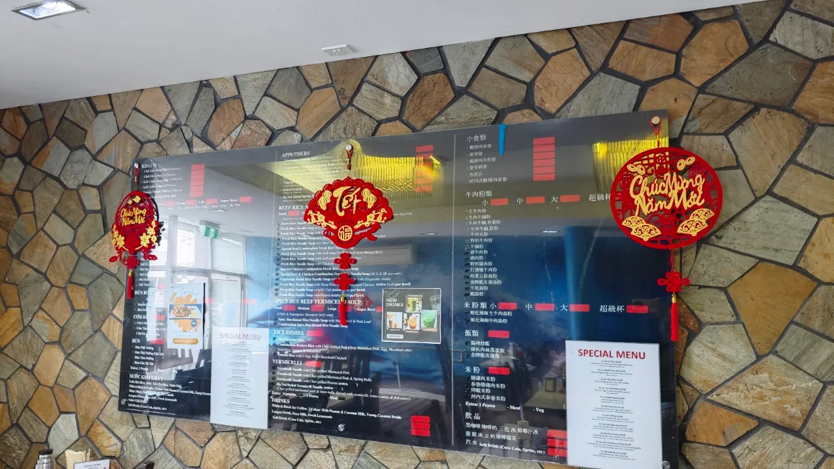 Menu, Super Bowl Pho & Bun Bo Hue
