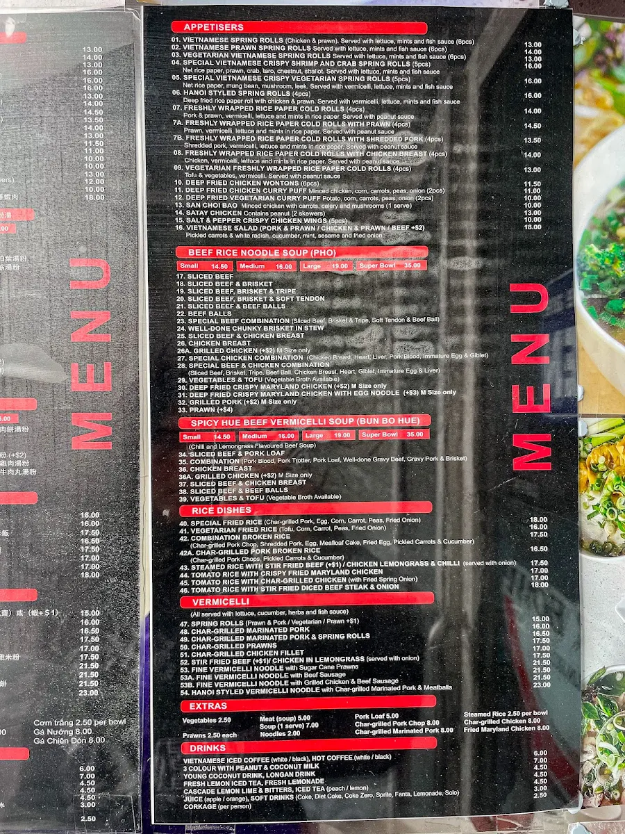 Menu, Super Bowl Pho & Bun Bo Hue