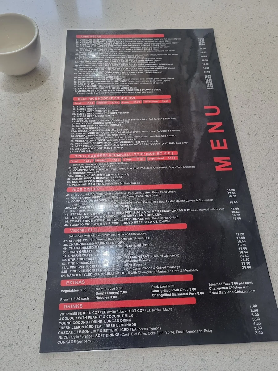 Menu, Super Bowl Pho & Bun Bo Hue