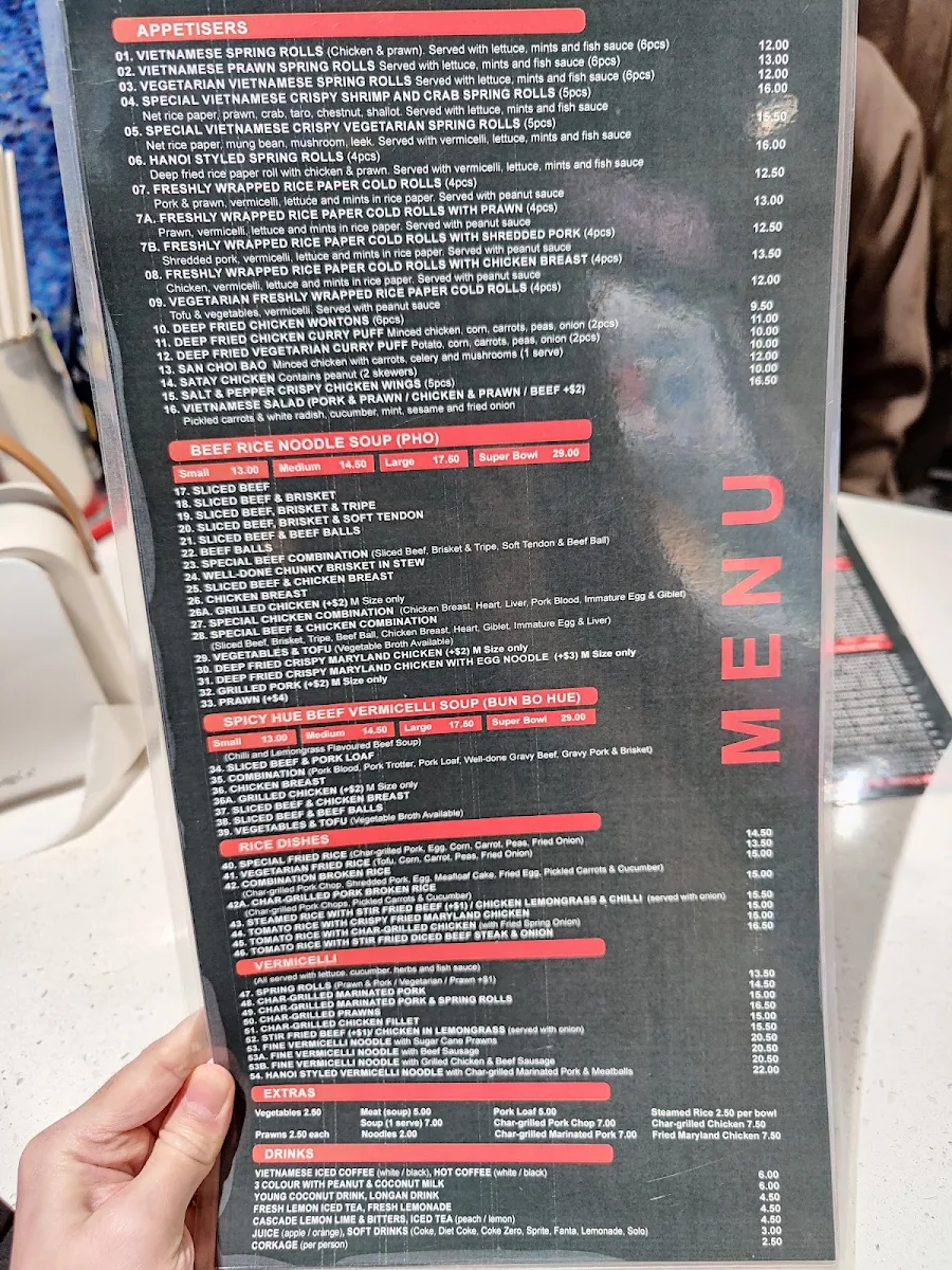 Menu, Super Bowl Pho & Bun Bo Hue