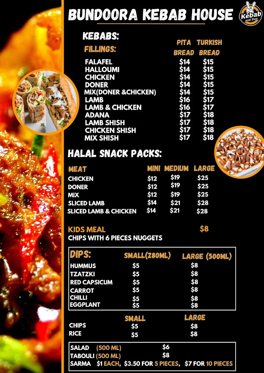 Menu, Kebab And Duo