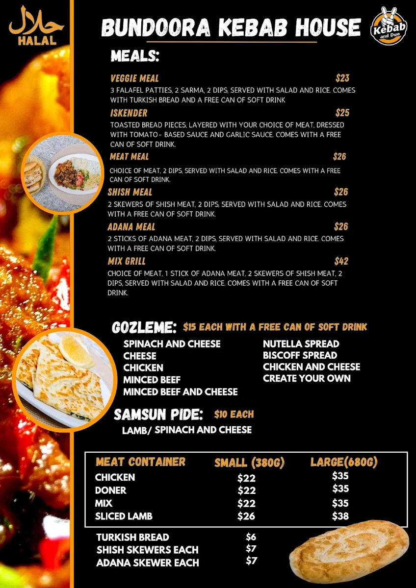 Menu, Kebab And Duo