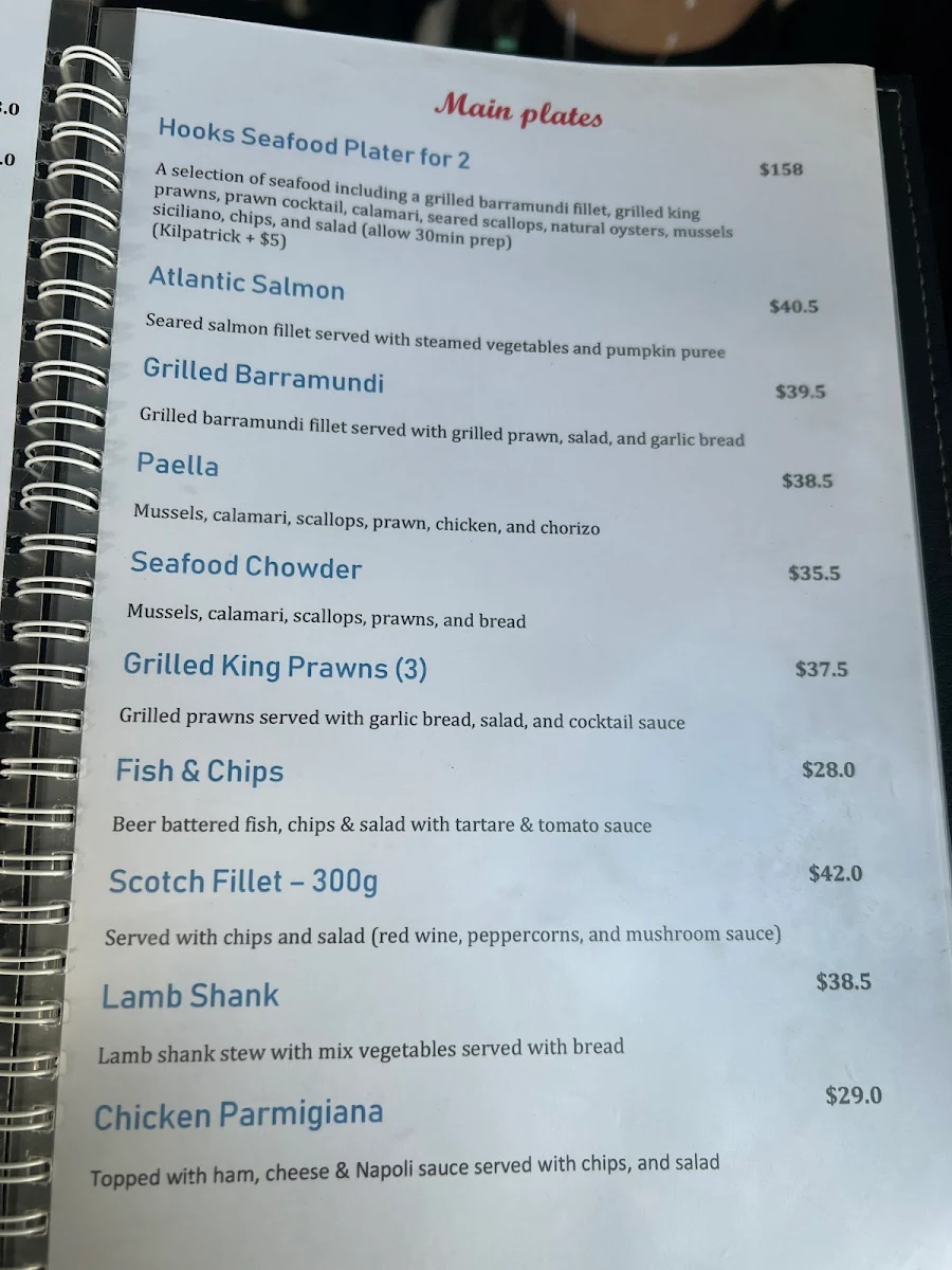 Menu, Hooks At The Yarra