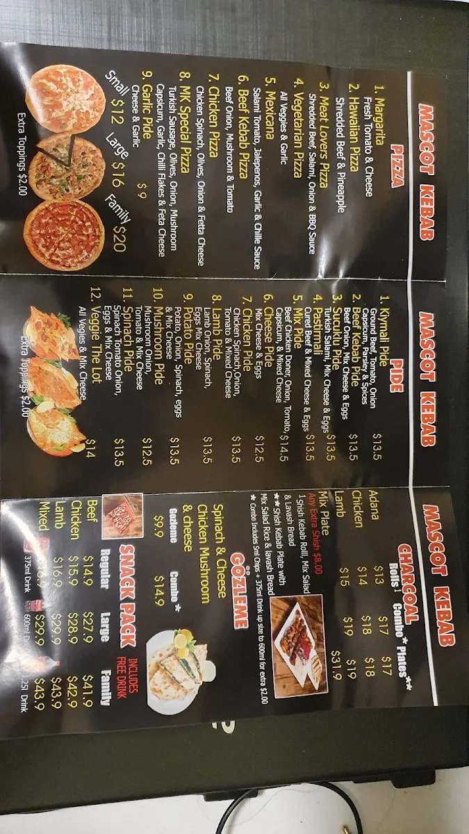 Menu, Mascot Kebab
