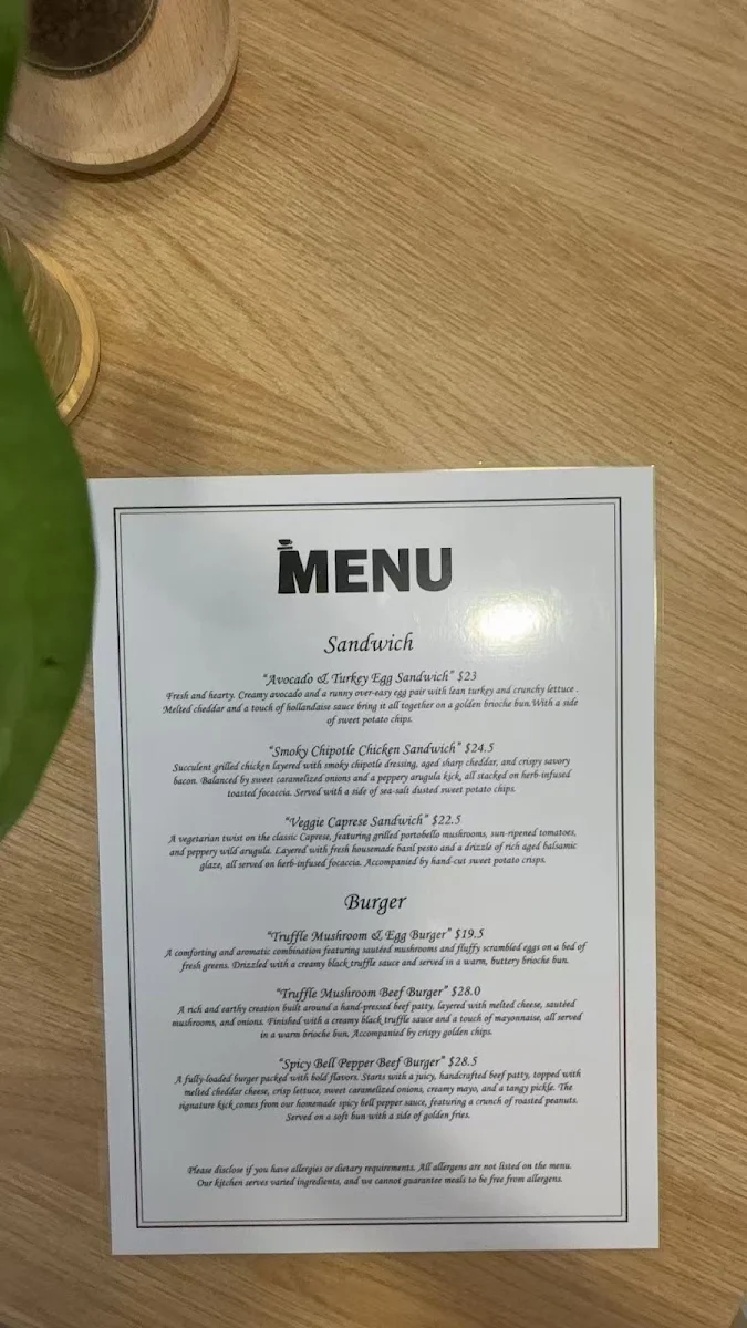 Menu, The Gong View Cafe