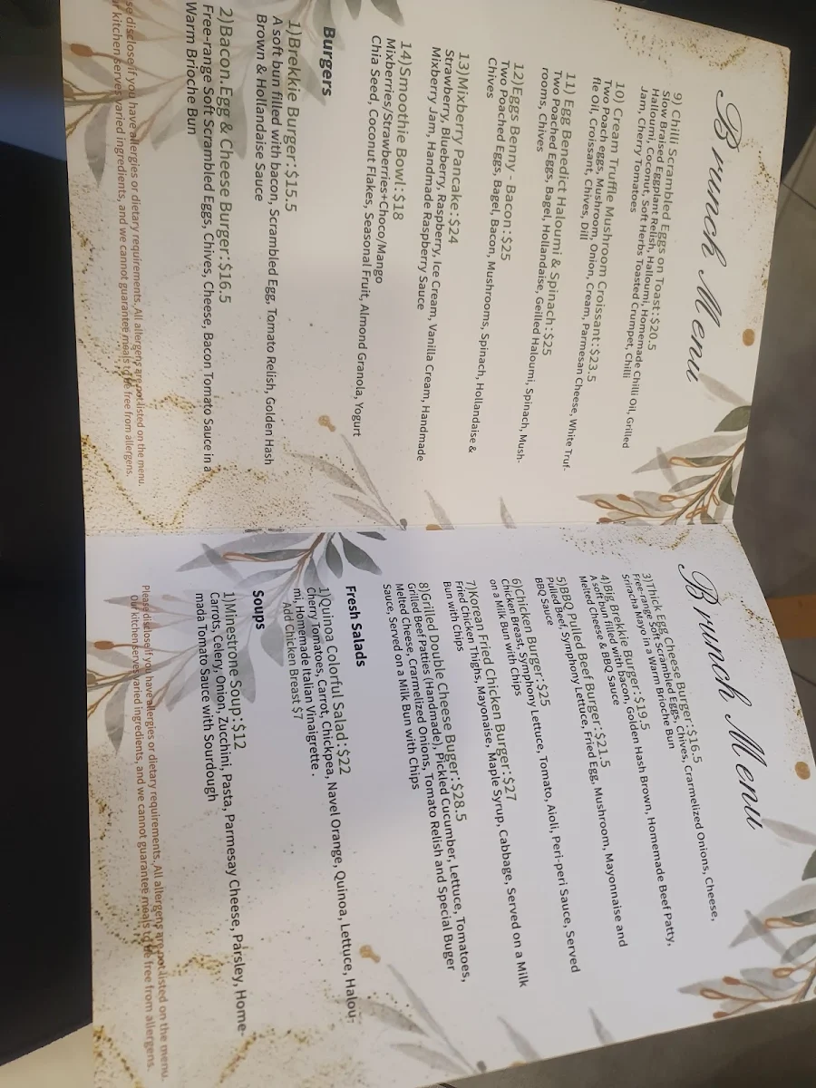 Menu, The Gong View Cafe