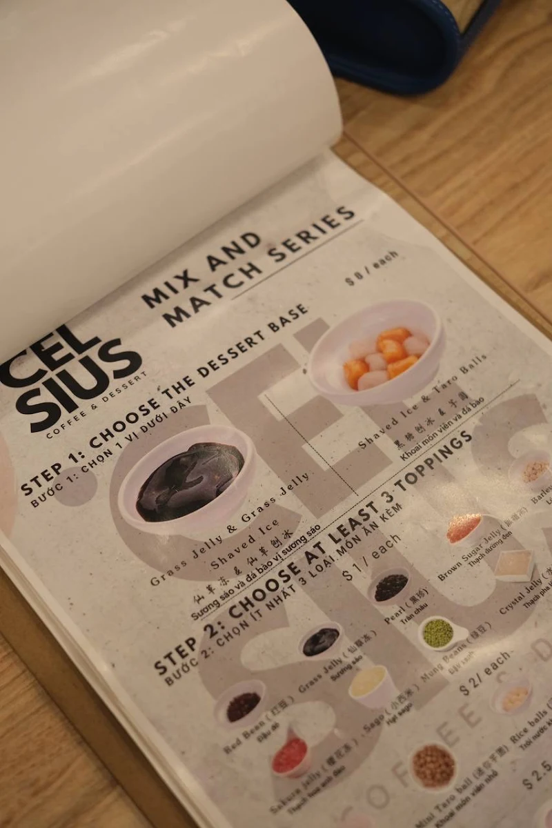 Menu, Celsius Coffee & Dessert