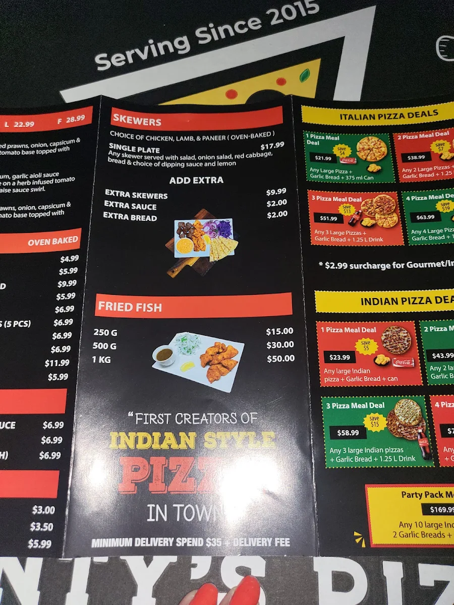 Menu, Harry's Pizza & Skewers Riverstone