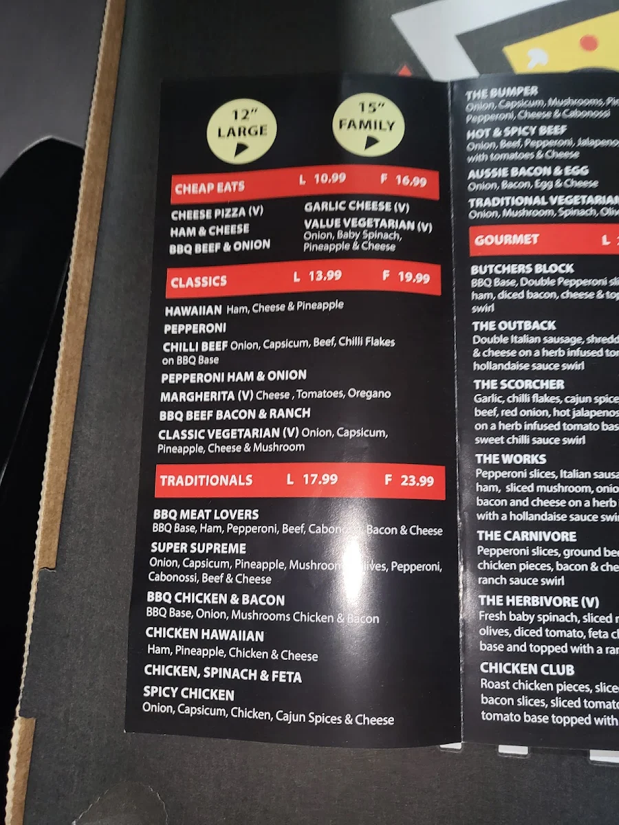 Menu, Harry's Pizza & Skewers Riverstone