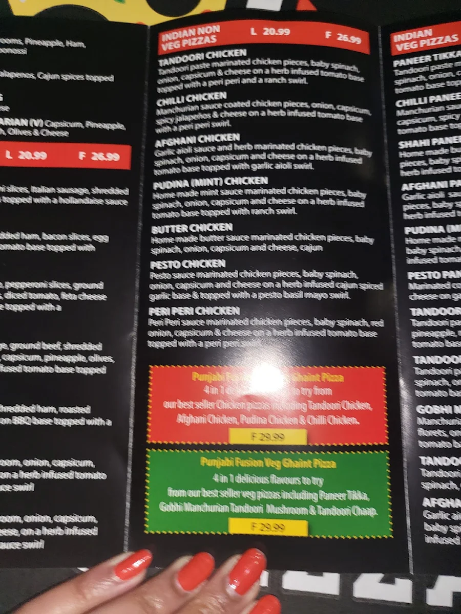 Menu, Harry's Pizza & Skewers Riverstone