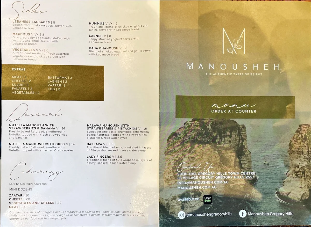 Menu, Manousheh