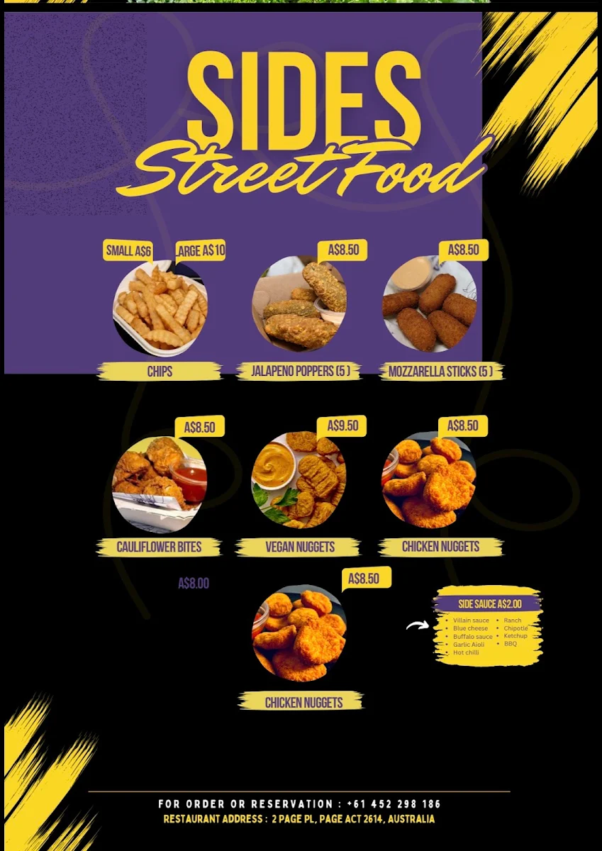 Menu, BURGER VILLAINS PAGE