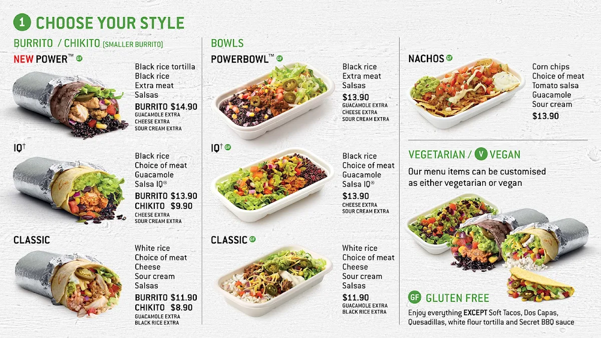 Menu, Zambrero Mackay