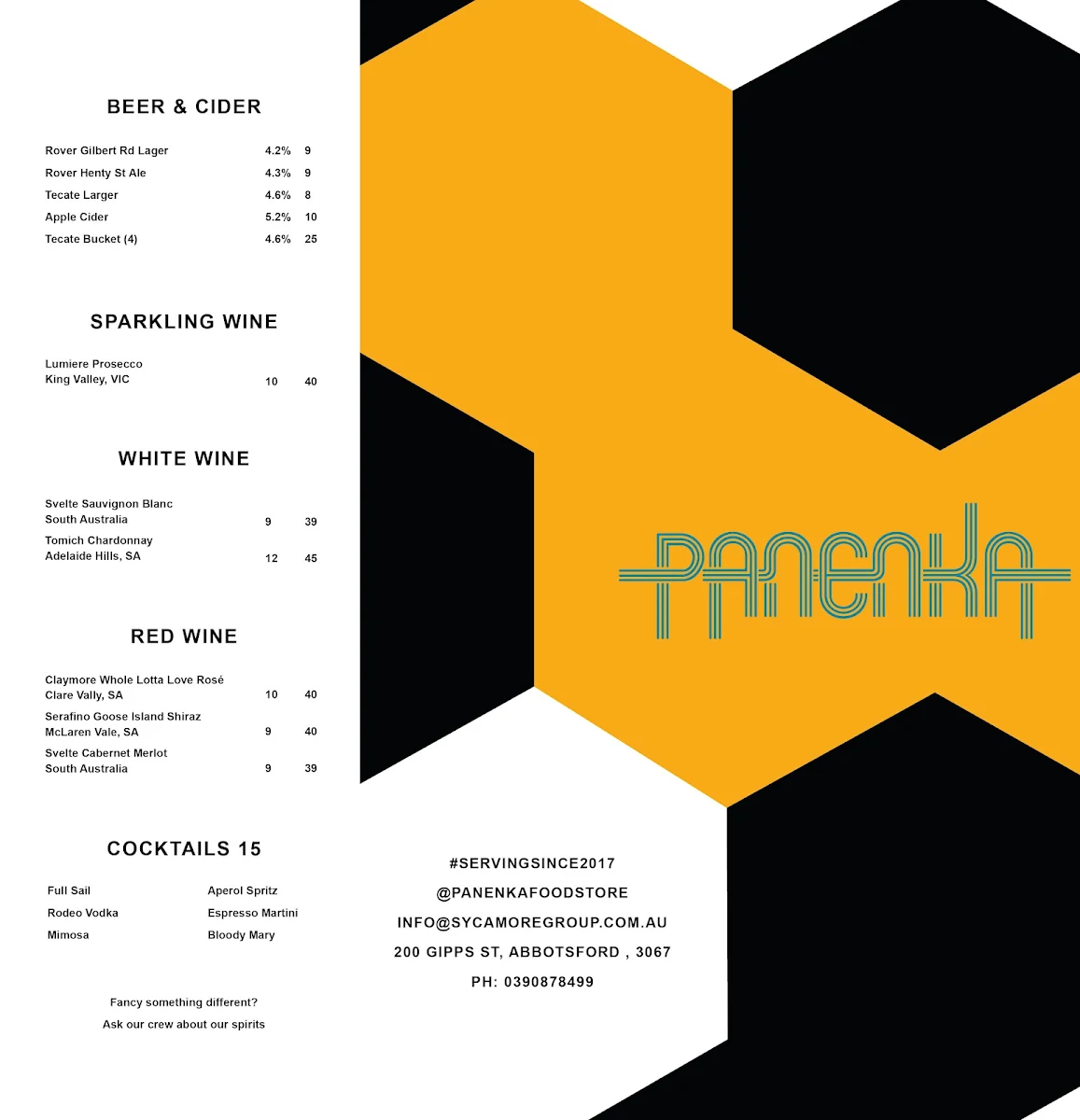 Menu, Panenka