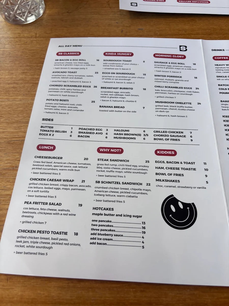 Menu, Steam Brothers Coffee