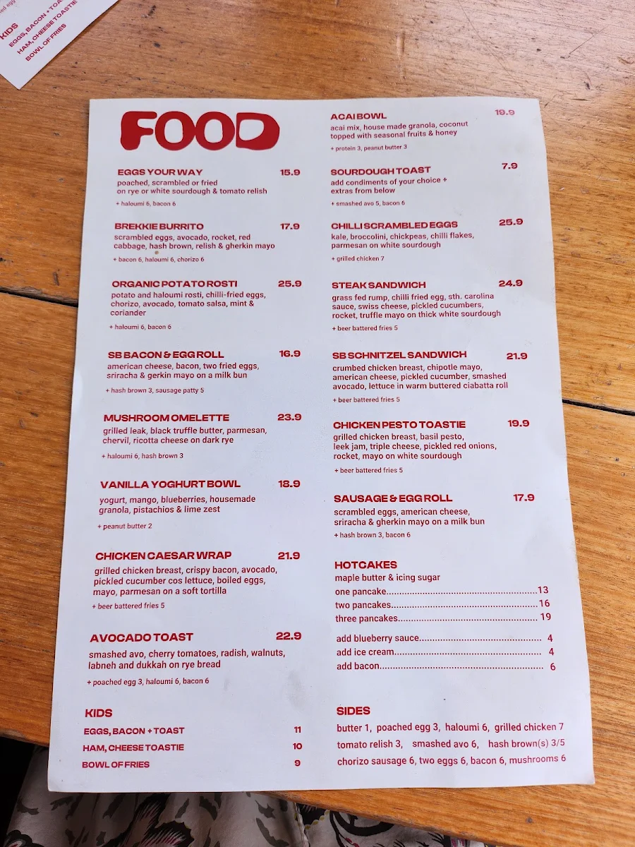 Menu, Steam Brothers Coffee