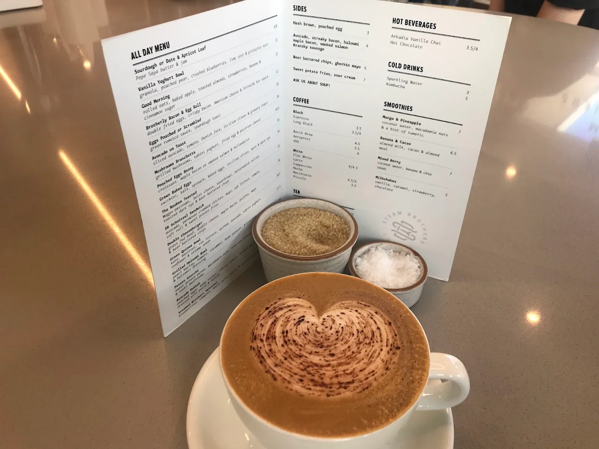 Menu, Steam Brothers Coffee