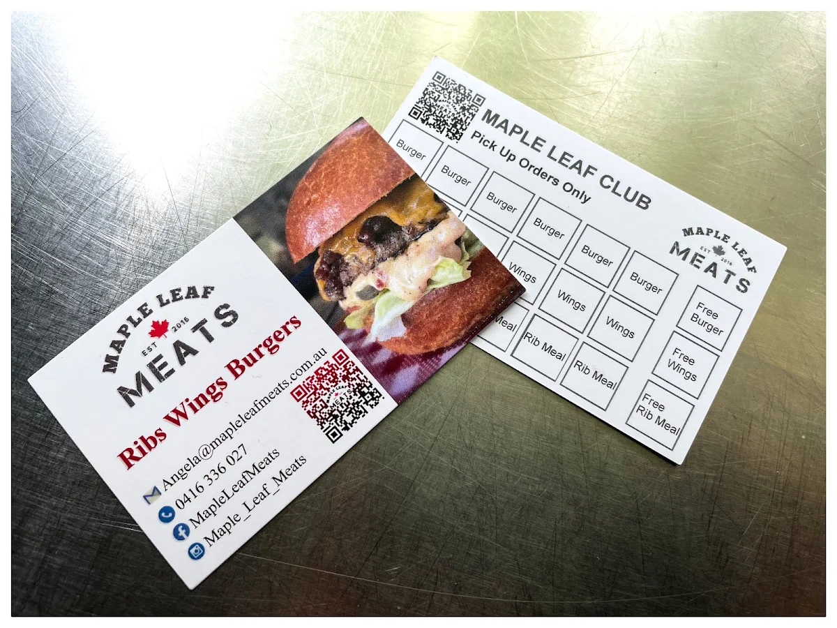 Menu, Maple Leaf Meats - Food Truck