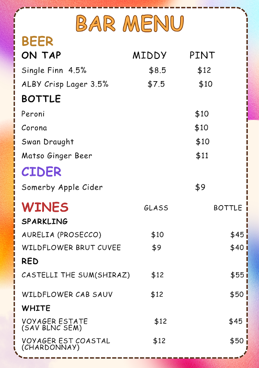 Menu, Flames Burgers and Grill (Clarkson)