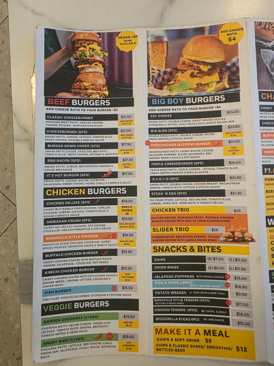 Menu, Flames Burgers and Grill (Clarkson)