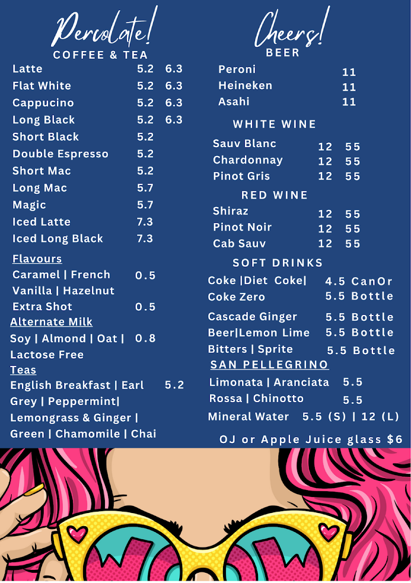 Menu, Tavistock House Cafe