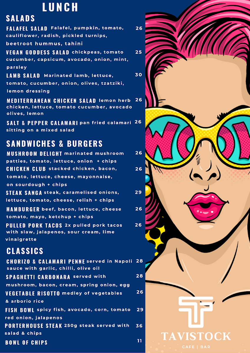 Menu, Tavistock House Cafe