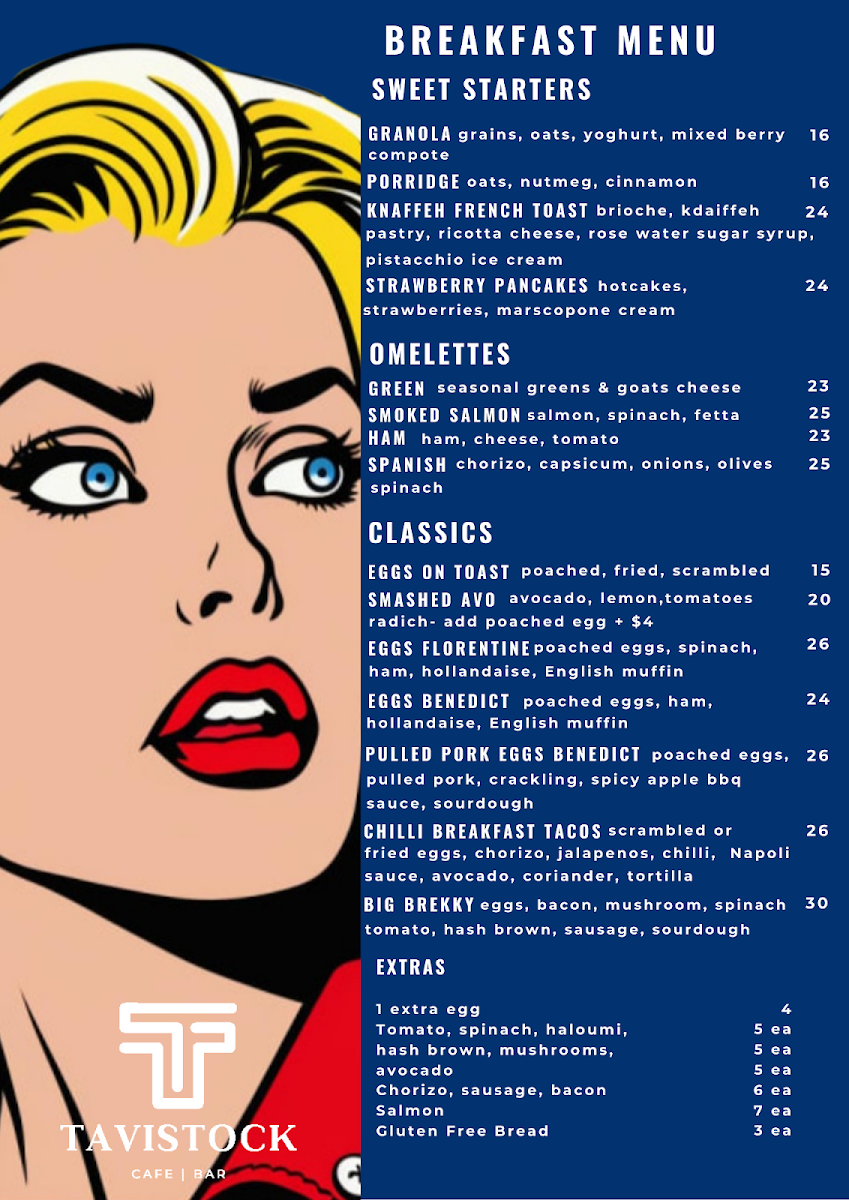 Menu, Tavistock House Cafe