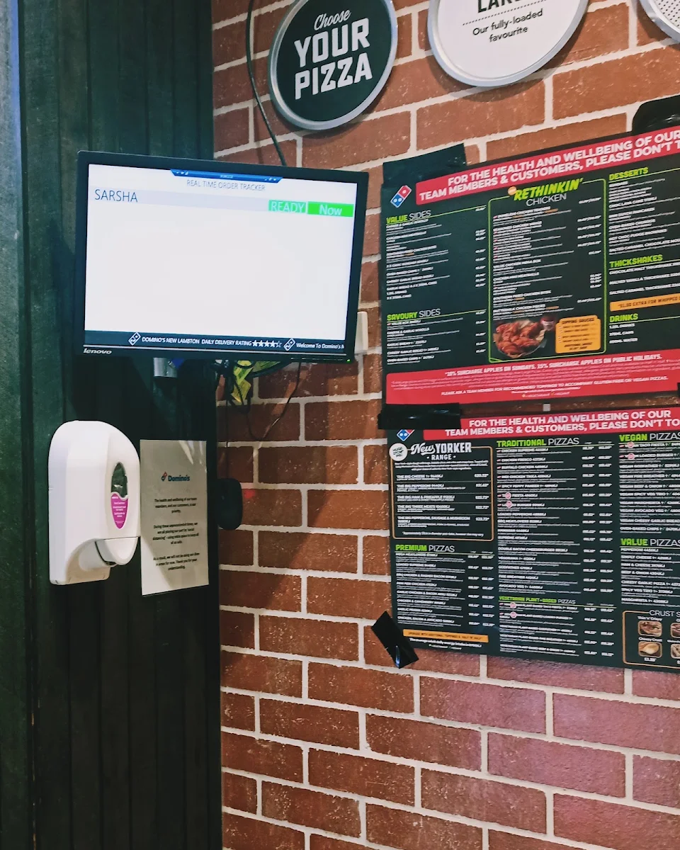 Menu, Domino's Pizza New Lambton