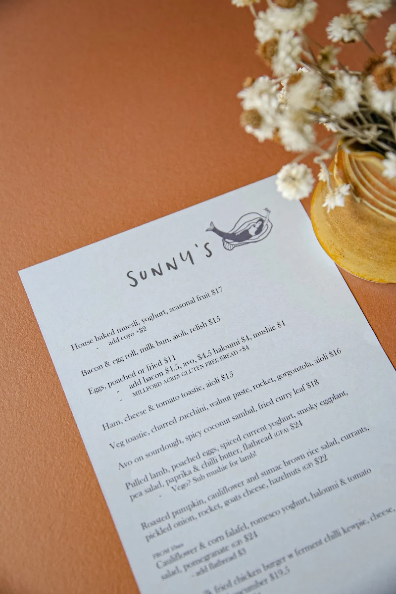 Menu, Sunny’s Kiosk