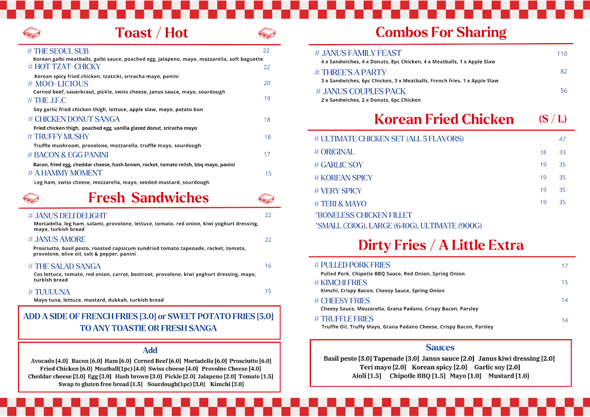 Menu, Janus Deli Molendinar